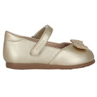 Younger Girls Gold Bow Shoes, 3, hi-res